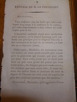 Item #68-3944 Response De M. Le President. France. Assemblée nationale constituante
