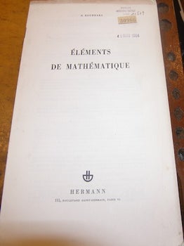 Item #68-3982 Elements De Mathematique. Nicolas Bourbaki