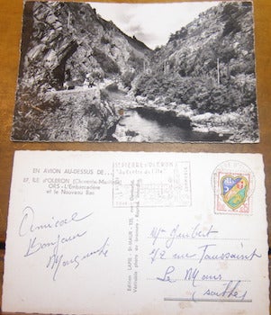Item #68-3990 Two ALS Postcards sent to Laurent Gilbert, postmarked 1961, each with a French...