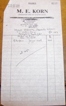 Item #68-4219 Invoice for an Ethiopian Prayer Scroll. 3/11 1989, to Mindell Dubansky,...