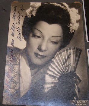 Item #68-4481 Autographed B&W Photo of Marthe Lucciani, Costume de Madame Butterfly. Harcourt, phot
