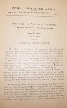 Item #68-4637 Studies In The Agarics Of Denmark. Dansk Botanisk Arkiv, Udgivet Af Dansk Botanisk...