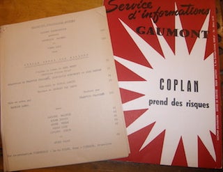 Item #68-4711 Press release for Coplan Prend Des Risques. Gaumont Distribution, Maurice Labro, dir