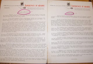 Item #68-4838 Press releases for the French release of Lawrence Of Arabia, featuring Peter...