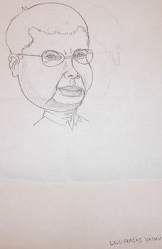 Pankaj Dubey - B&W Caricature of Lalu Prasad Yadav