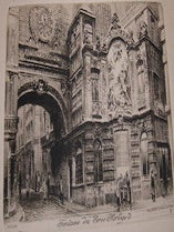 Item #68-5479 Fontaine du Gros Horloge (Rouen). Charles Pinet, etch