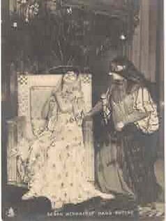 Item #68-6395 Black and white postcard of Sarah Bernhardt (1844 - 1923), in Phedre by Jean...