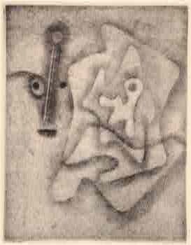 Item #68-7195 L'Homme approximatif. 1931. Etching. Original size. Paul Klee, San Francisco...