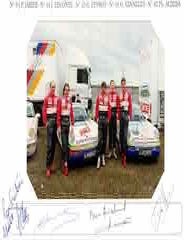 Item #68-7241 Jarier, Leconte, Fevrot, Vannelet, Albera. Color Photo inside Autographed card. Grand Prix de la Vienne. Larbre Competition, Porsche, Relais Photo.