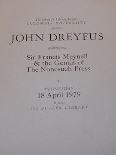 Item #68-7772 The School of Library Service, Columbia University presents John Dreyfus speaking...