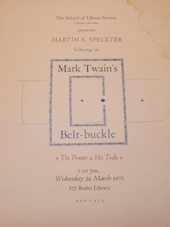 Item #68-7781 The School of Library Service, Columbia University presents Martin K. Speckter...