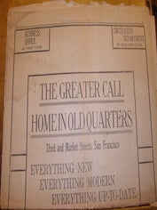 Item #68-7834 The San Francisco Call, Wednesday May 23, 1906. "The Greater Call Home In Old...