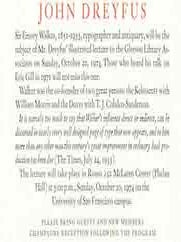 Item #68-7999 John Dreyfus. Sir Emory Walker, 1851 - 1933, typographer and antiquary, will be the...