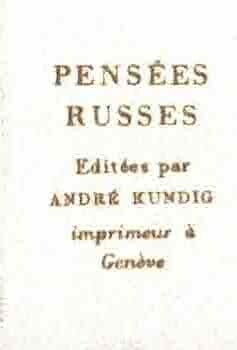 Item #68-8247 Pensees Genevoises. Andre Kundig, publ