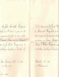 Item #68-8257 Mrs. John Meredith Thompson heeft de eer U kennis te geven van het voorgenomen huwelyk van hare dochter Erminie Louise met den Luitenant ter Zee J. M. de Booy. Mrs. John Meredith Thompson.