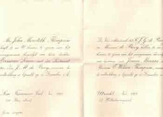 Item #68-8257 Mrs. John Meredith Thompson heeft de eer U kennis te geven van het voorgenomen...