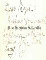 Item #68-8280 Brief note to Mazie on calling card of Miss Katherine Netterville. Katherine Netterville.