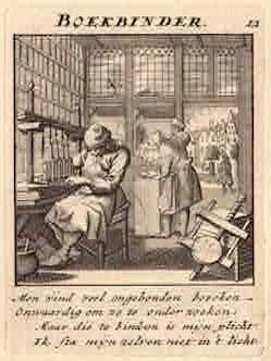 Item #68-8300 "De Boekbinder" (The Bookbinder) by Jan Luyken and his son Caspar Luyken. It is one...