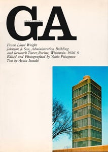 Item #69-0216 Frank Lloyd Wright - Johnson & Son, Admission Building and Research Tower, Racine, Wisconsin. 1936-9. Global Architecture, Frank Lloyd Wright, Arata Isozaki.