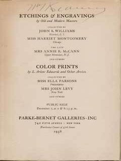 Item #69-3363 Etchings and Engravings by Old and Modern Masters Collected by John S. Williams,...