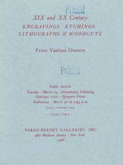Item #69-3366 XIX and XX Century Engravings Etchings Lithographs & Woodcuts from Various Owners,...