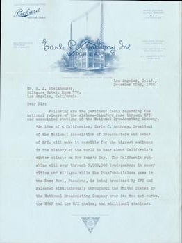 Item #69-4378 Letter to Mr. E J Steinheuser from Carl Haverlin, Earle C Anthony, Inc. Inc Earle...