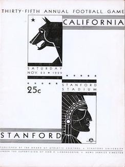 Item #69-4380 Thirty-fifth Annual California Stanford Football Game. Board of Athletic Council...