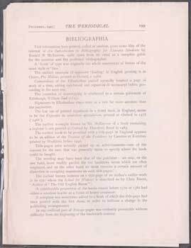 Item #69-6632 Bibliographia. The Periodical.