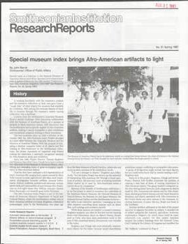 Item #69-6750 Smithsonian Institution Research Reports No. 51, Spring 1987. Smithsonian Museum.