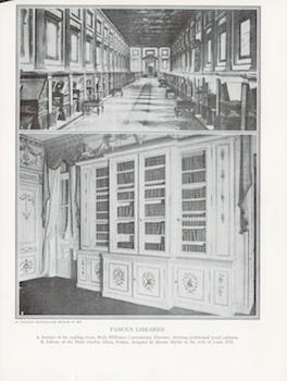 Item #69-8418 Famous Libraries. 1. Interior of the reading room, Reale Bibliotecta Laurenziana,...