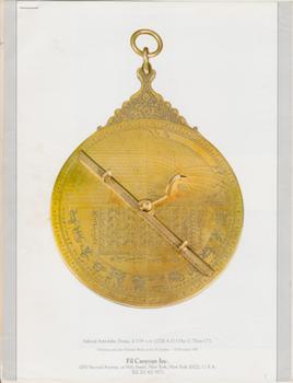 Item #69-8424 Safavid Astrolabe, Persia, d. 1139 A.H. (1726 A.D.) Dia 17.75.cm (7'). Fil...