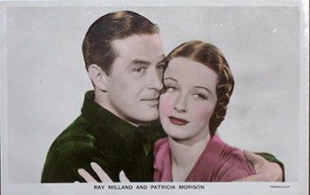 Item #70-0170 Ray Milland and Patricia Morison. (Scene from the motion picture "Untamed".). 20th Century Photographer.