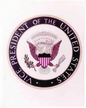 Item #70-0588 Original official White House color photograph of the Seal of the Vice-President of...