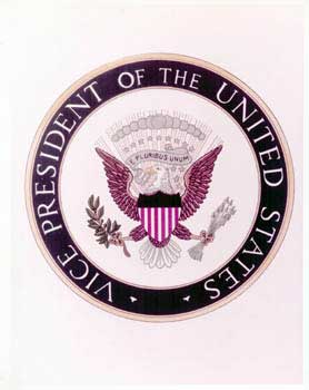 Item #70-0588 Original official White House color photograph of the Seal of the Vice-President of the United States. Official White House Photographer.