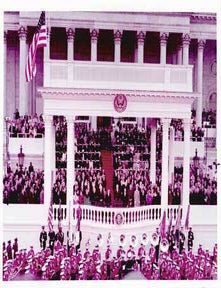 Item #70-0594 Original official White House color photograph of President Richard Nixon's inauguration ceremony. Official White House Photographer.