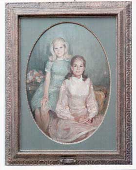 Item #70-0612 Original official White House portrait of First Daughters Patricia and Julie Nixon....
