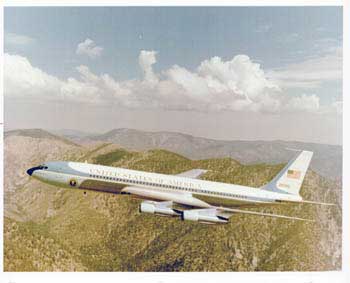 Item #70-0641 Original official White House photograph of Air Force One in flight. Official White House Photographer.