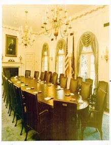 Item #70-0644 Original official White House photograph of Cabinet Room. Official White House Photographer.