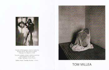 Item #70-0665 Tom Millea. (Announcement of an exhibition held by Friends of Photography, Carmel, California at the Sunset Center, San Carlos at Ninth, Feb. 3-Mar. 5, 1978.). Tom Millea, Friends of Photography., Sunset Center.