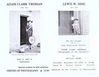 Item #70-0681 Adam Clark Vroman, Lewis W. Hine. (Reception and Preview: Friday, November 24,...