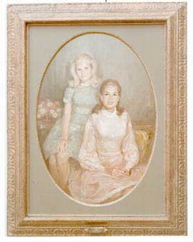 Item #70-0687 Original official White House portrait of First Daughters Patricia and Julie Nixon....