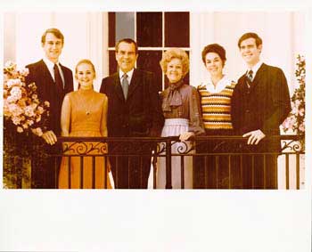 Official White House Photographer - Original Official White House Photograph of First Family: President Richard Nixon, First Lady Pat Nixon, Daughters Patricia and Julie Nixon, and Sons-in-Law Edward F. Cox and Dwight David Eisenhower II