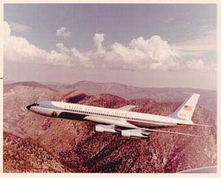 Item #70-0742 Original official White House photograph of Presidential airplane, Air Force One....
