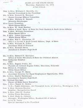 Item #70-0751 Dinner at the White House - September 12, 1974 at eight o'clock: (Original official...