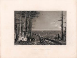 Item #70-0973 A Forest on Lake Ontario. (B&W engraving). William Henry Bartlett, J. T. Willmore,...