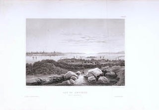 Item #70-0985 Bay of New York From Hoboken. (B&W engraving). W. Heine, John Poppel, Artist, Engraver