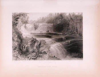 Item #70-1017 Trenton High Falls. (B&W engraving). 19th Century Artist.