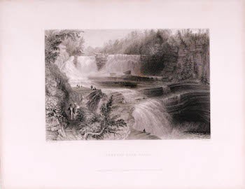 Item #70-1018 Trenton High Falls. (B&W engraving). 19th Century Artist.