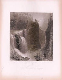 Item #70-1020 Trenton Falls, View From The Ravine. (B&W engraving). William Henry Bartlett, J. T. Willmore, Artist, Engraver.