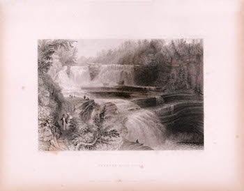 Item #70-1044 Trenton High Falls. (B&W engraving). 19th Century Artist.